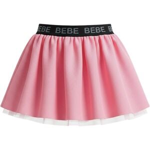 Bebe Mesh Tutu Skirt Kids Pink Logo Elastic Waist Sporty Chic